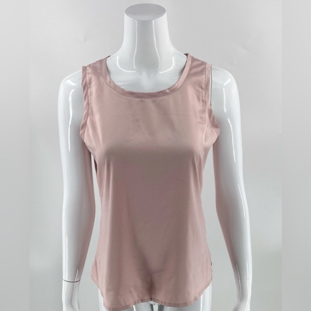 🩷 Chico's Sz 0 Small Blush Pink Satin Silky Sleeveless Shell Layering Tank Top